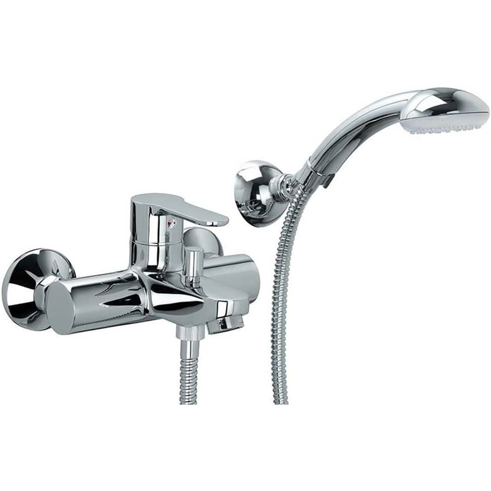 Miscelatore esterno vasca Blu cromo + set doccia — Paffoni