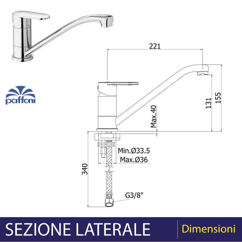 Miscelatore lavello monoforo Candy cromo — Paffoni