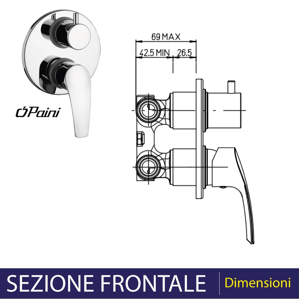 Miscelatore doccia incasso con deviatore new BERRY" cromo — Paini