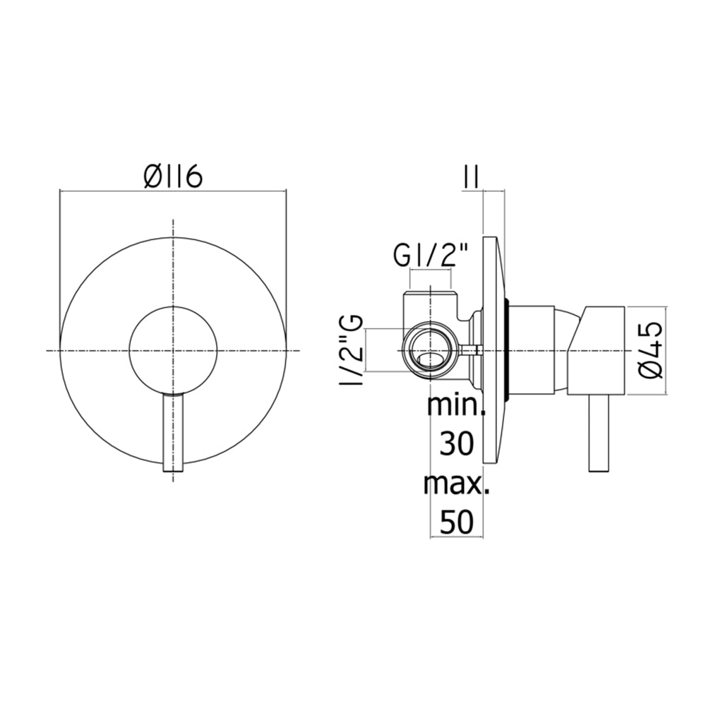 Miscelatore incasso doccia Stick cromo — Paffoni