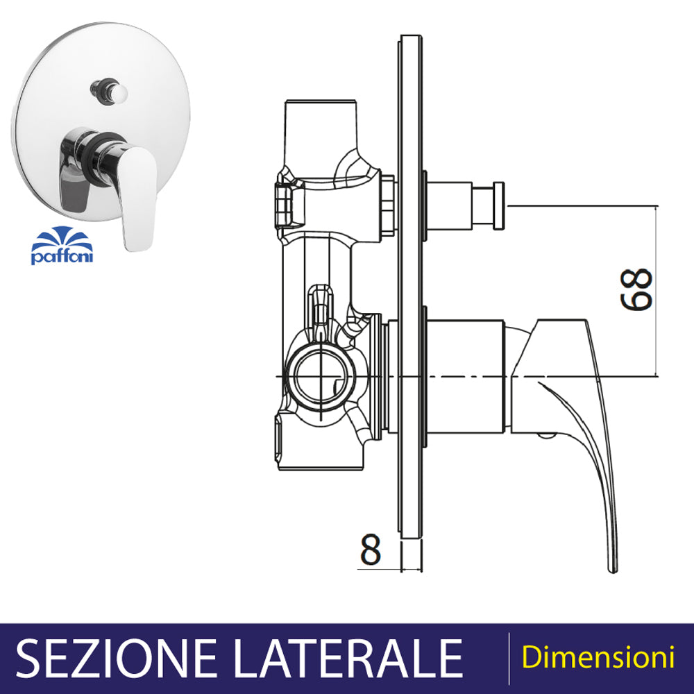 Miscelatore incasso doccia con deviatore Lime cromo — Paffoni