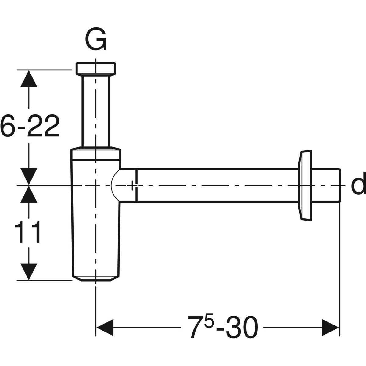 Sifone a bottiglia per lavabo bianco - Ø40 x 1"1/4 — Geberit