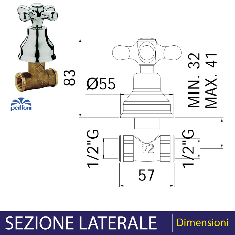 Rubinetto a incasso diritto iris 1/2" - bronzo — Paffoni