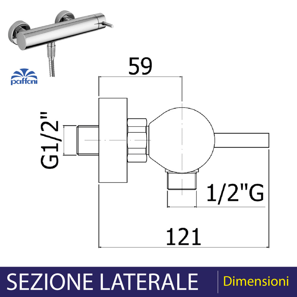 Miscelatore doccia esterno stick cromo - 1/2" — Paffoni