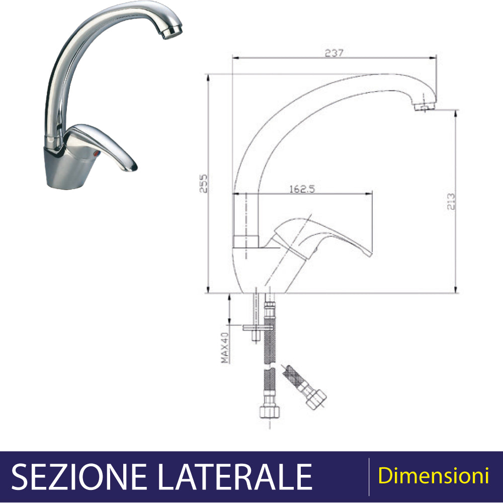Miscelatore lavello canna alta Prince cromo — Aeffe