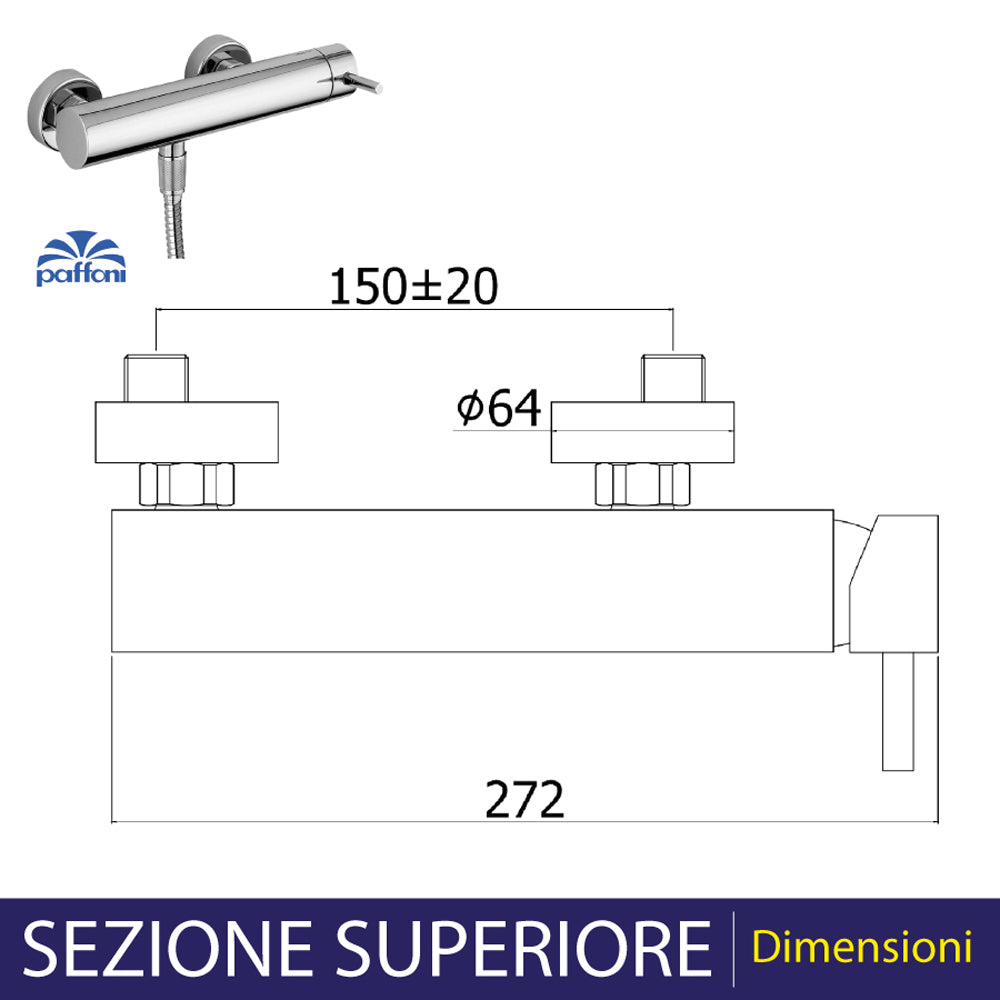 Miscelatore doccia esterno stick cromo - 1/2" — Paffoni