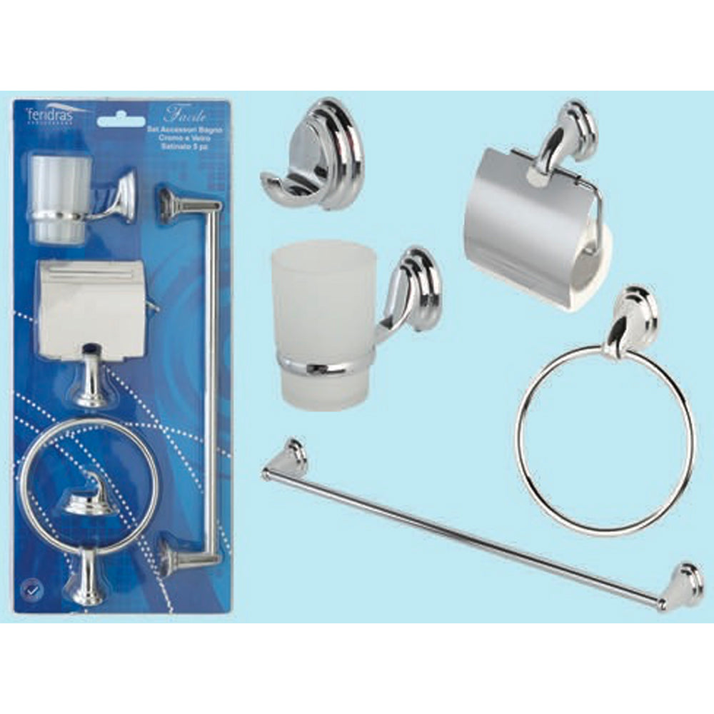 Set accessori bagno serie Facile cromo /Vetro