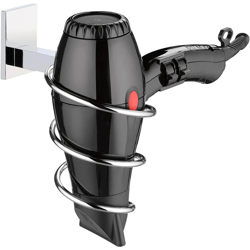 Porta asciugacapelli con placca quadra cromo lucido — GEDY