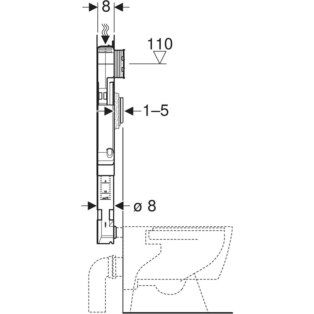 Cassetta di scarico a incasso sigma 8" cm 8 — Geberit