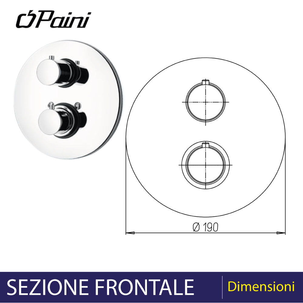 Miscelatore doccia incasso termostatico Disco cromo — Paini