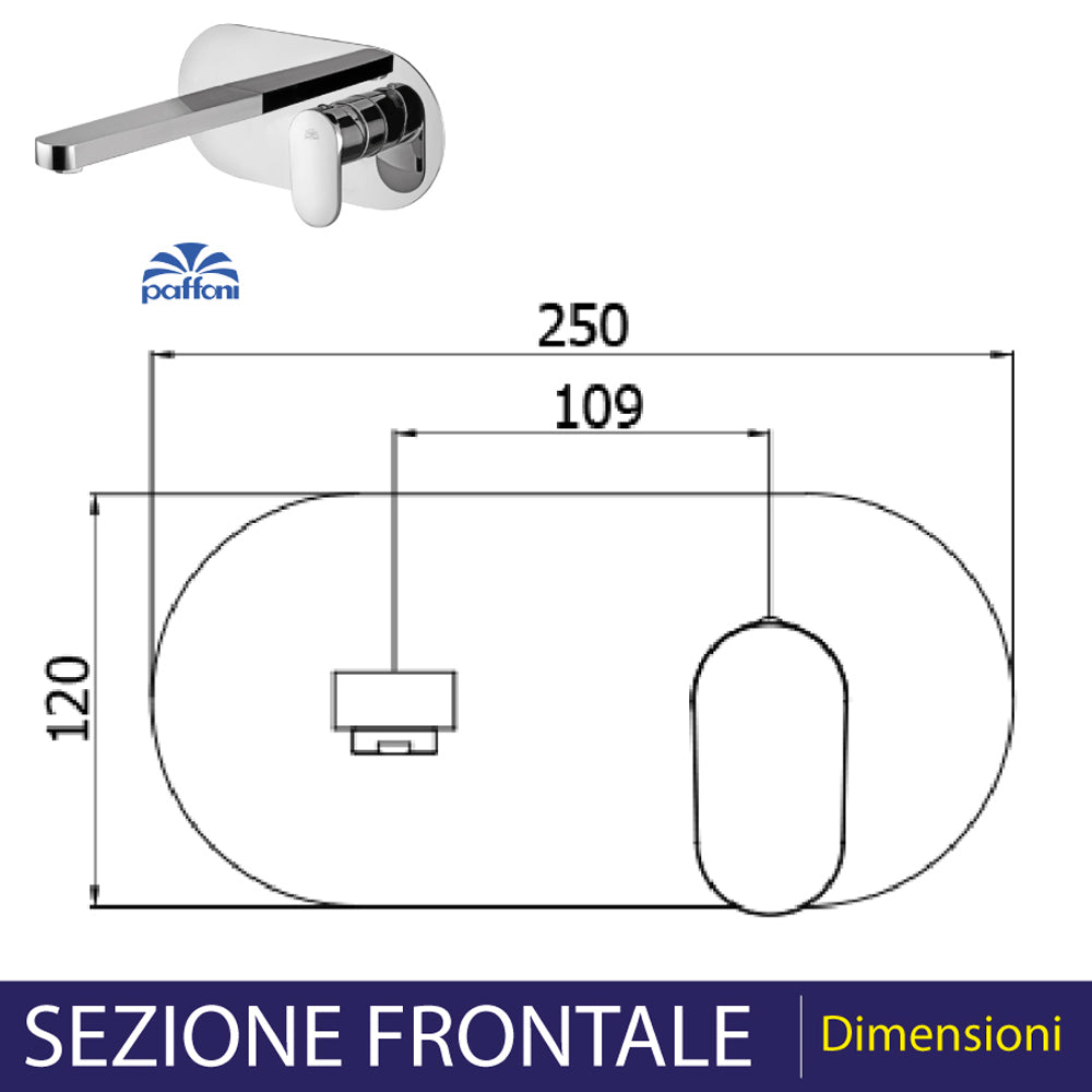 Miscelatore lavabo incasso con bocca a muro Candy Ø18 mm x 175 mm — Paffoni