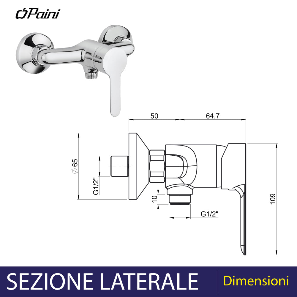 Miscelatore doccia esterno P3 cromo — Paini