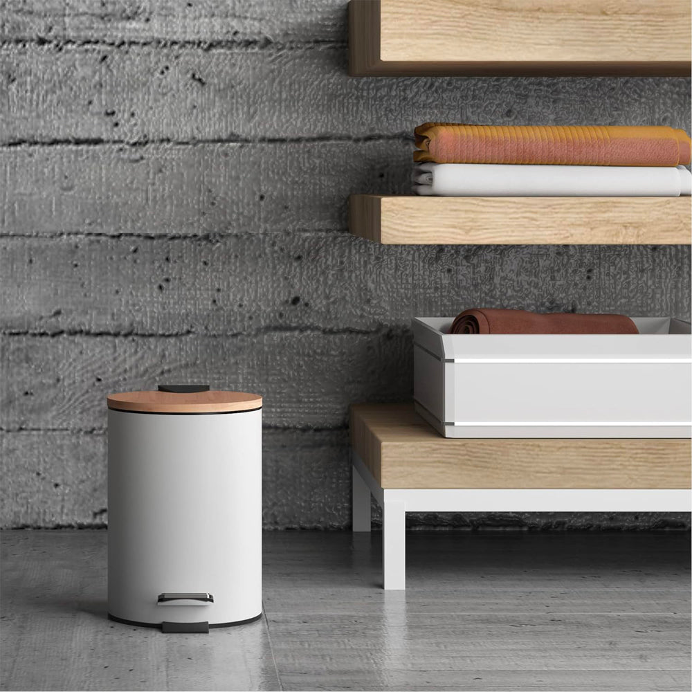 Cestino portarifiuti bamboo 3" bianco opaco 3 lt. — GEDY