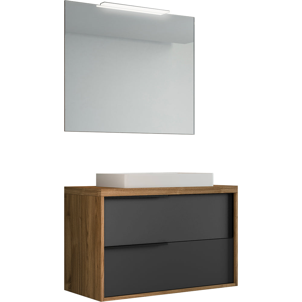 Mobile da bagno iside 80" base 80 cm Noce/ grafite opaco — Savini Industria Arredo Bagno