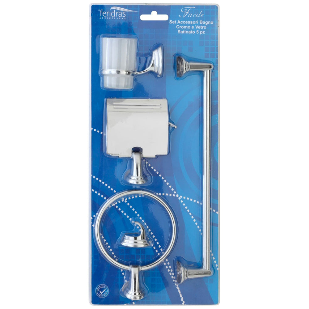 Set accessori bagno serie Facile cromo /Vetro
