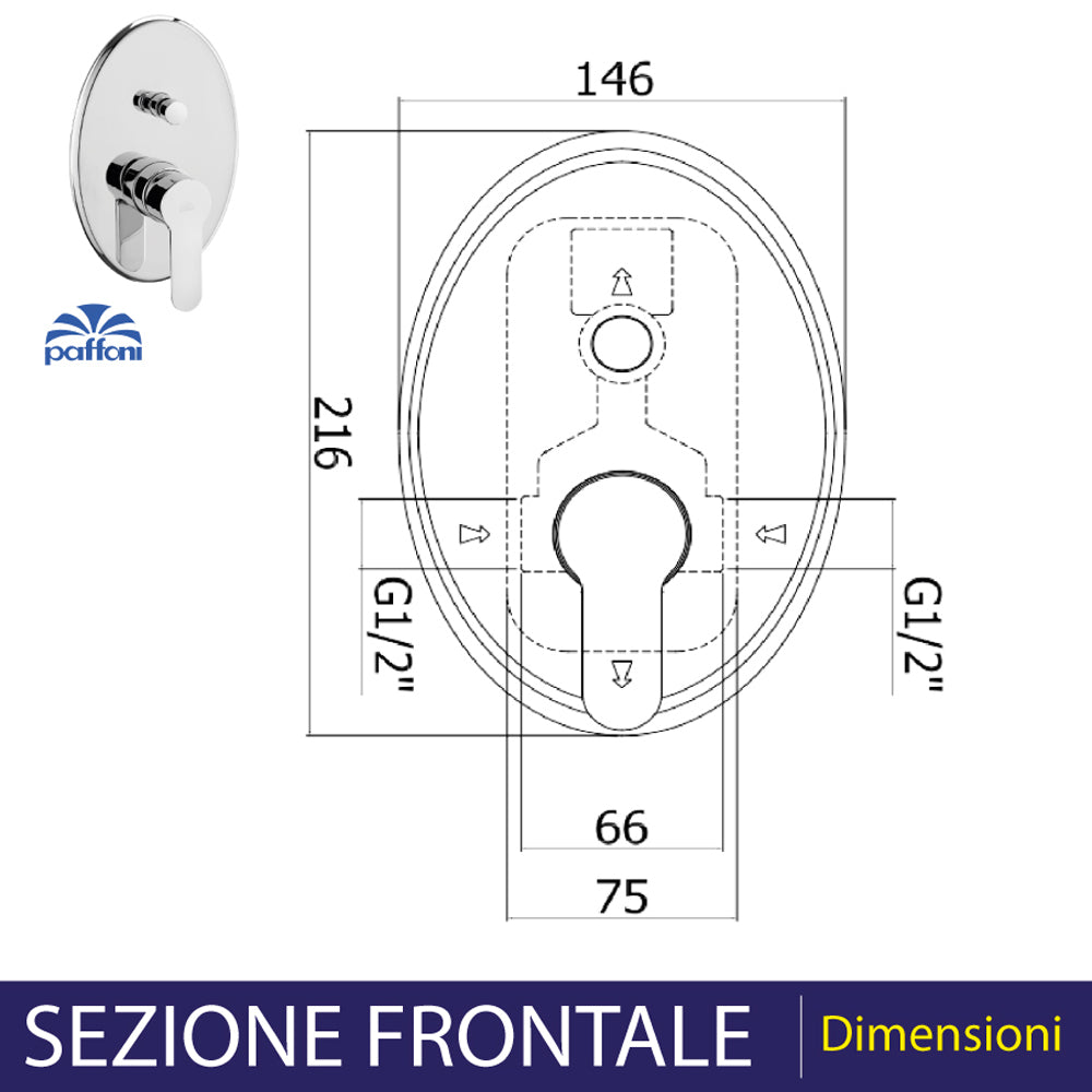 Miscelatore incasso doccia con deviatore Blu cromo — Paffoni