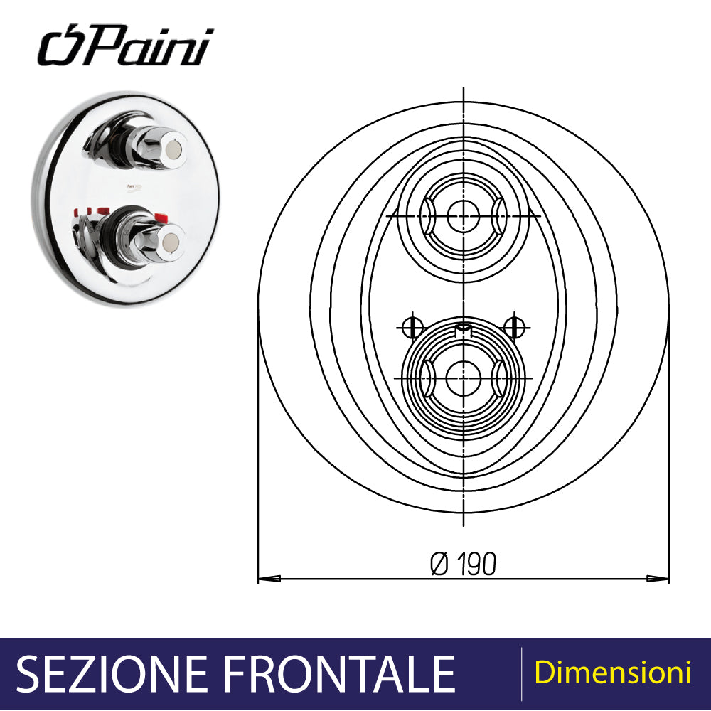 Gruppo doccia incasso termostatico 2t cromo — Paini