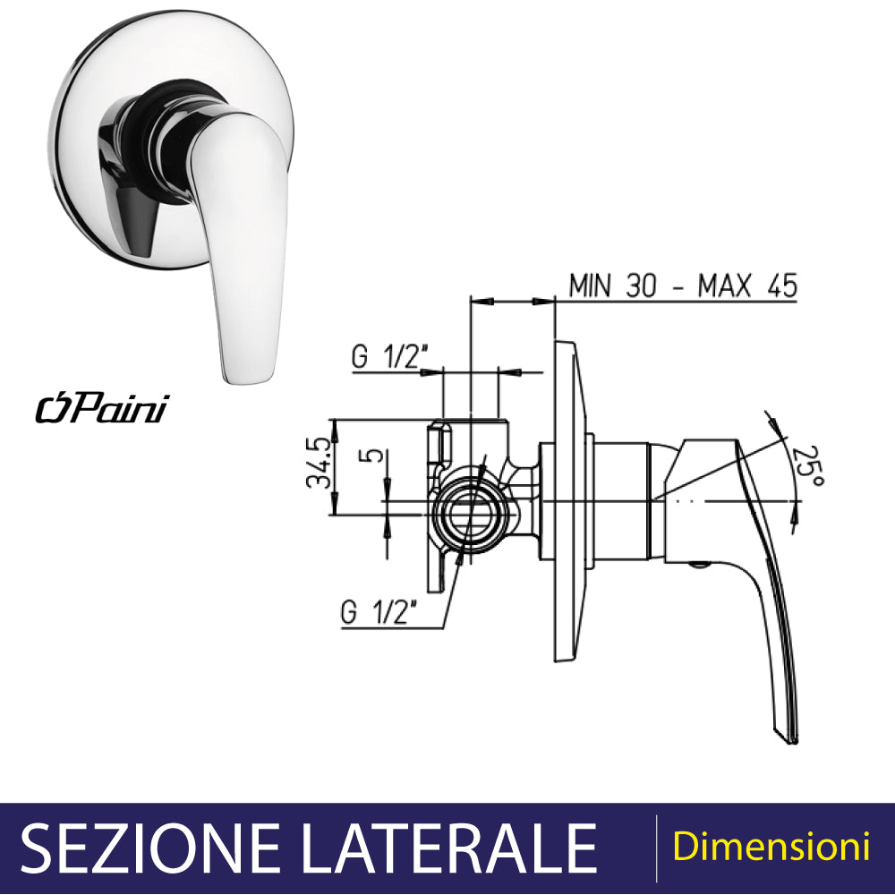 Miscelatore doccia incasso new BERRY" cromo — Paini
