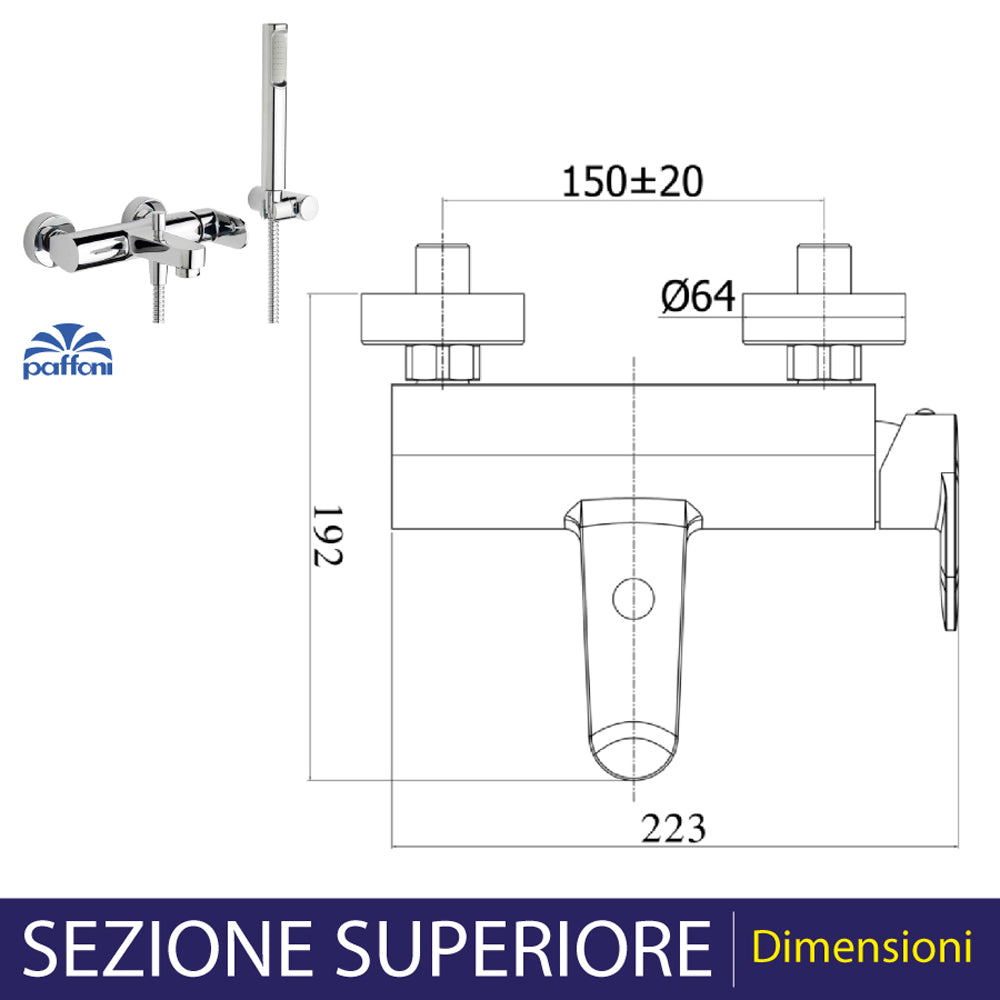 Miscelatore esterno vasca candy cromo + set doccetta — Paffoni