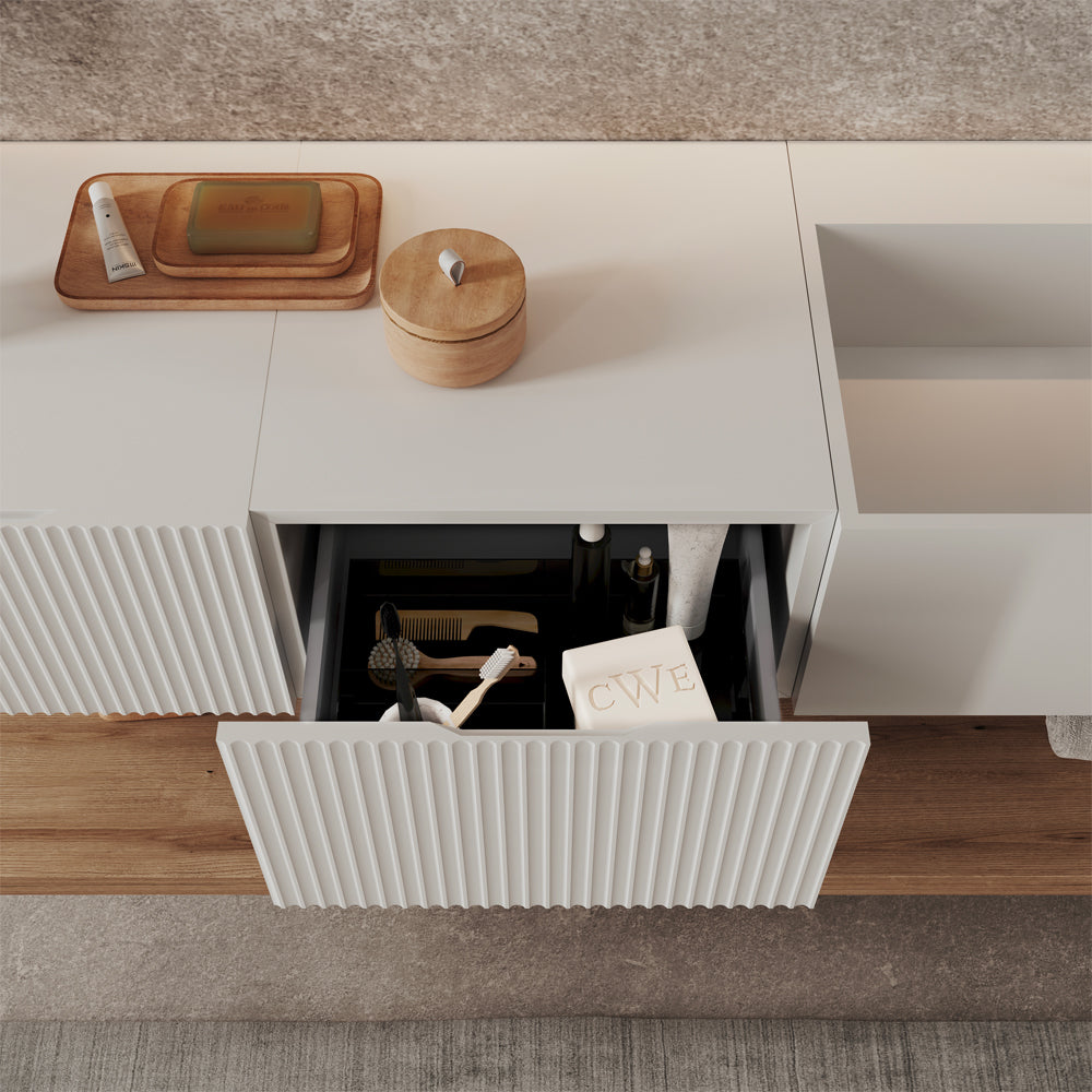 Cassettone con anta cannettata serie roma rovere oro — Savini Due