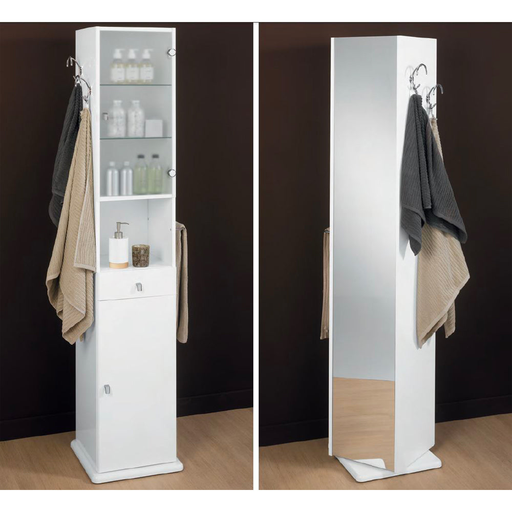 Colonna da bagno girevole rigo con specchio L.43 x H.191 x P.43 ante DX — Savini Industria Arredo Bagno