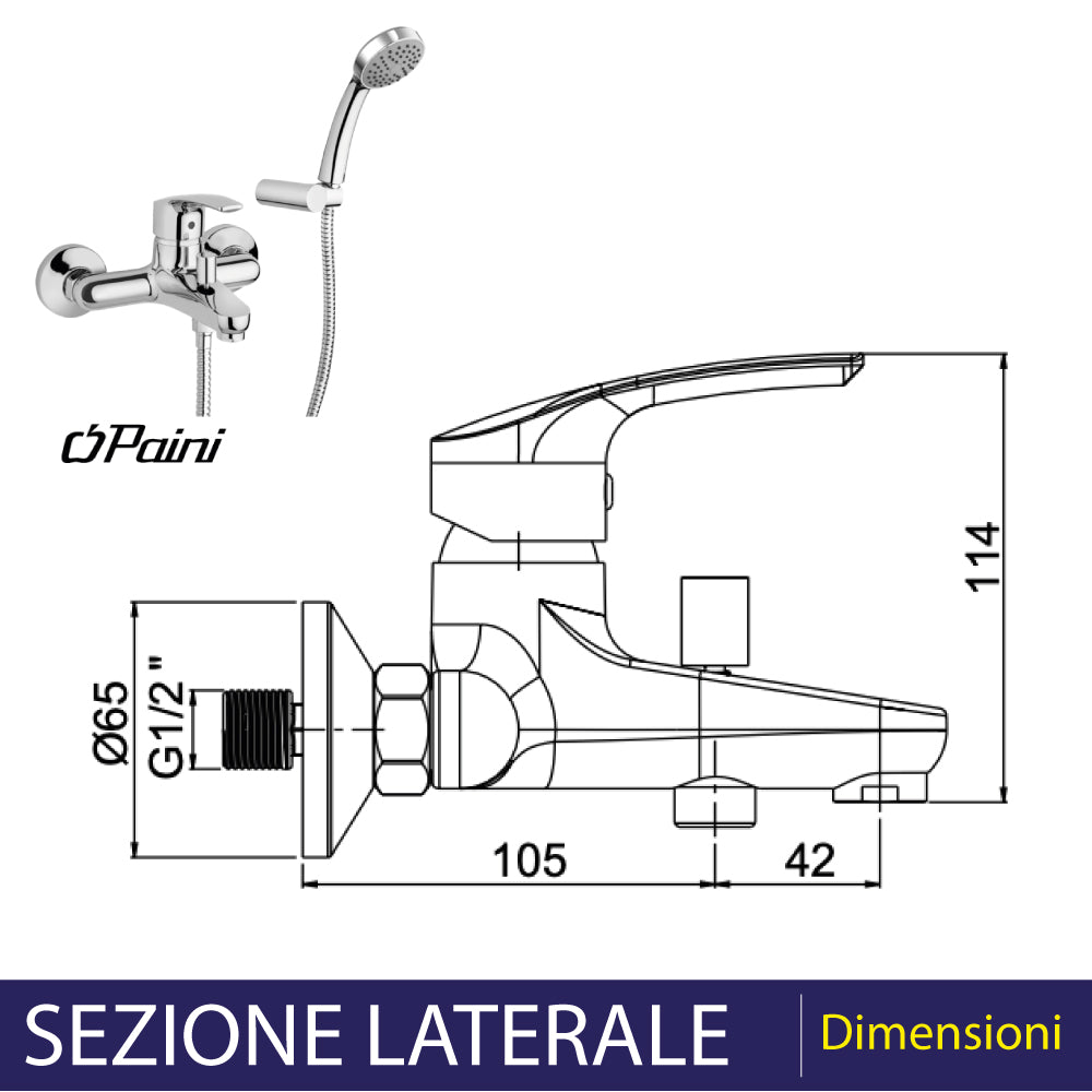 Miscelatore vasca new BERRY" cromo + set doccia — Paini