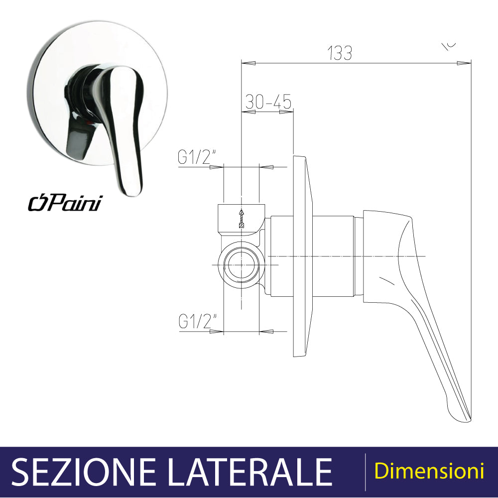 Miscelatore doccia ad incasso Pilot cromo — Paini