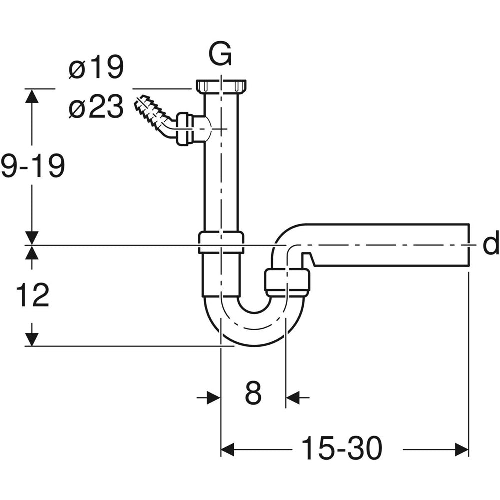 Sifone per lavello a 1 via con attacco lavastoviglie 1"1/4 x Ø40 mm — Geberit