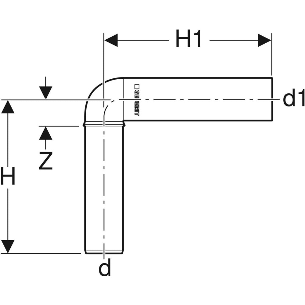 Curva tecnica prolungata a 90° silent-pp Ø50x46 mm — Geberit