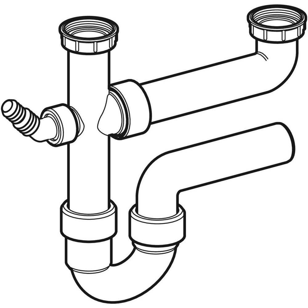 Sifone per lavello a 2 vie con attacco lavastoviglie 1"1/4 x Ø40 mm — Geberit