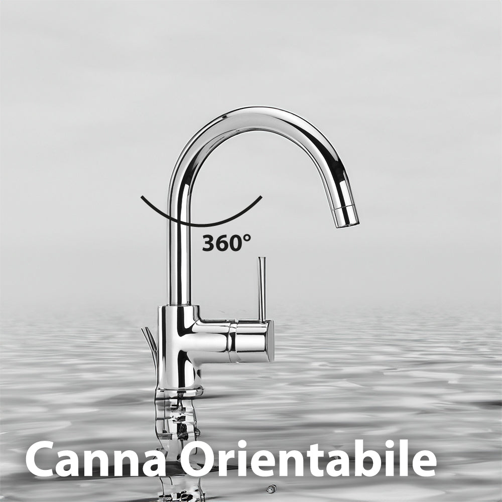 Miscelatore lavabo open new DISCO" bocca orientabile cromo + piletta 1"1/4 — Paini