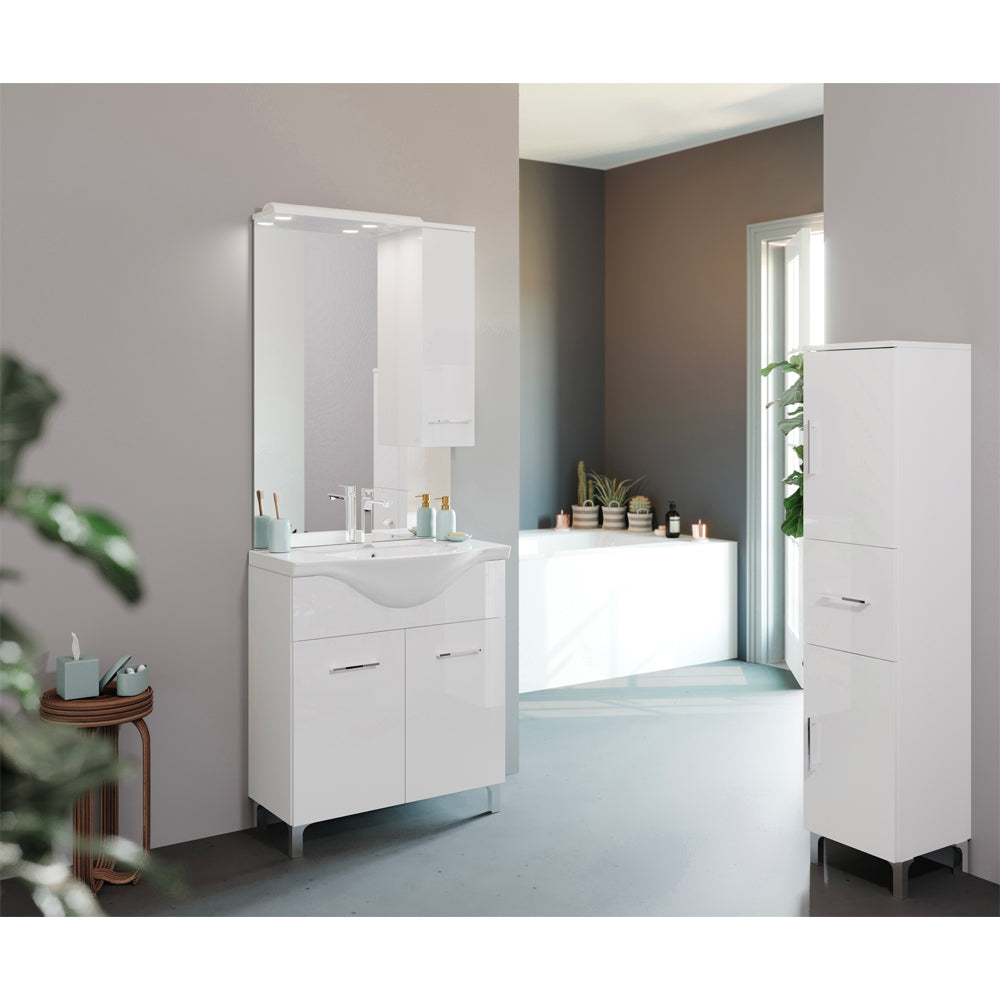 Composizione mobile da bagno "BETA75 NEW" bianco lucido — Savini Due
