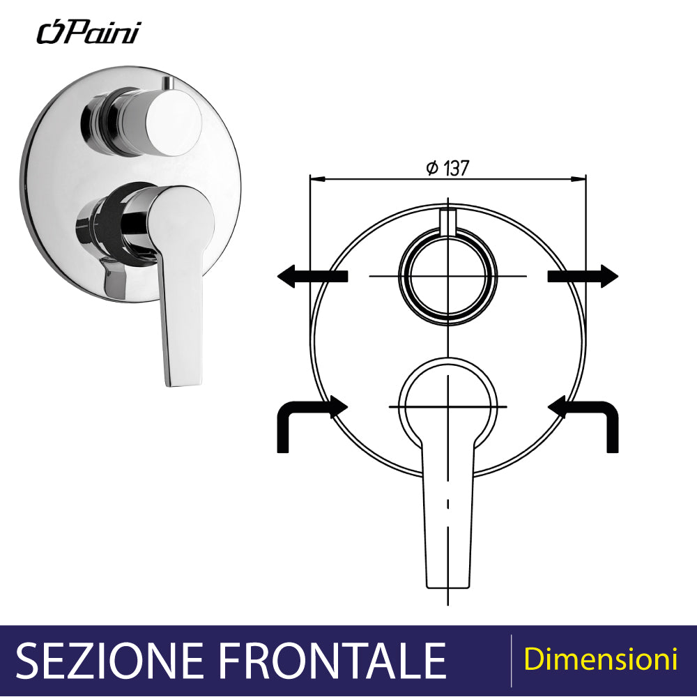 Miscelatore incasso doccia con deviatore le MANS" cromo — Paini