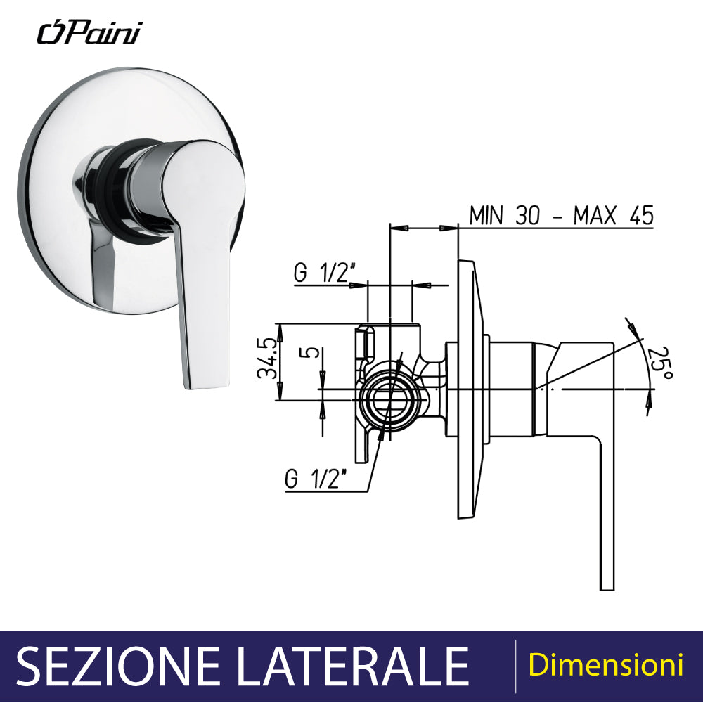 Miscelatore incasso doccia le MANS" cromo — Paini