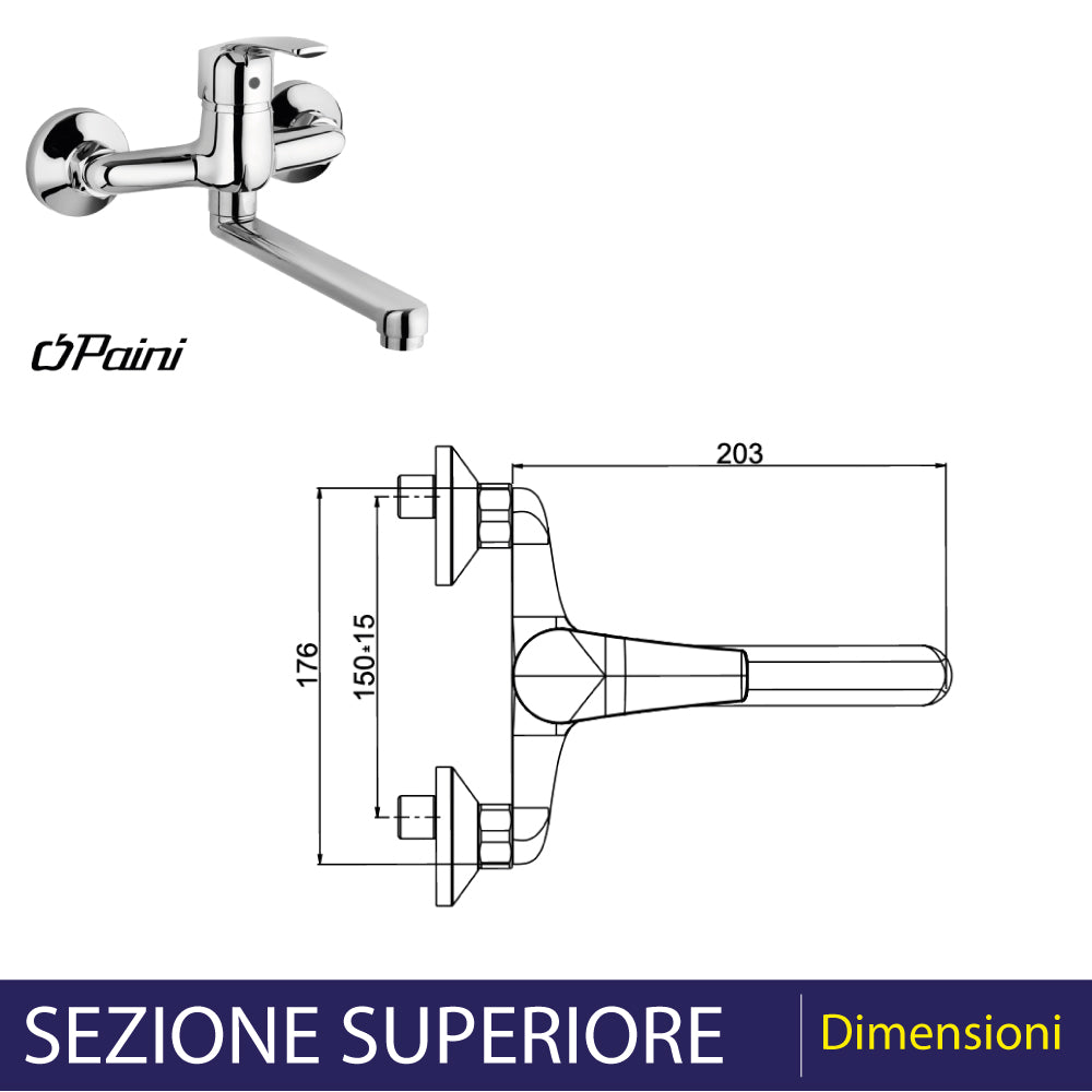 Miscelatore lavello a muro new BERRY" cromo — Paini