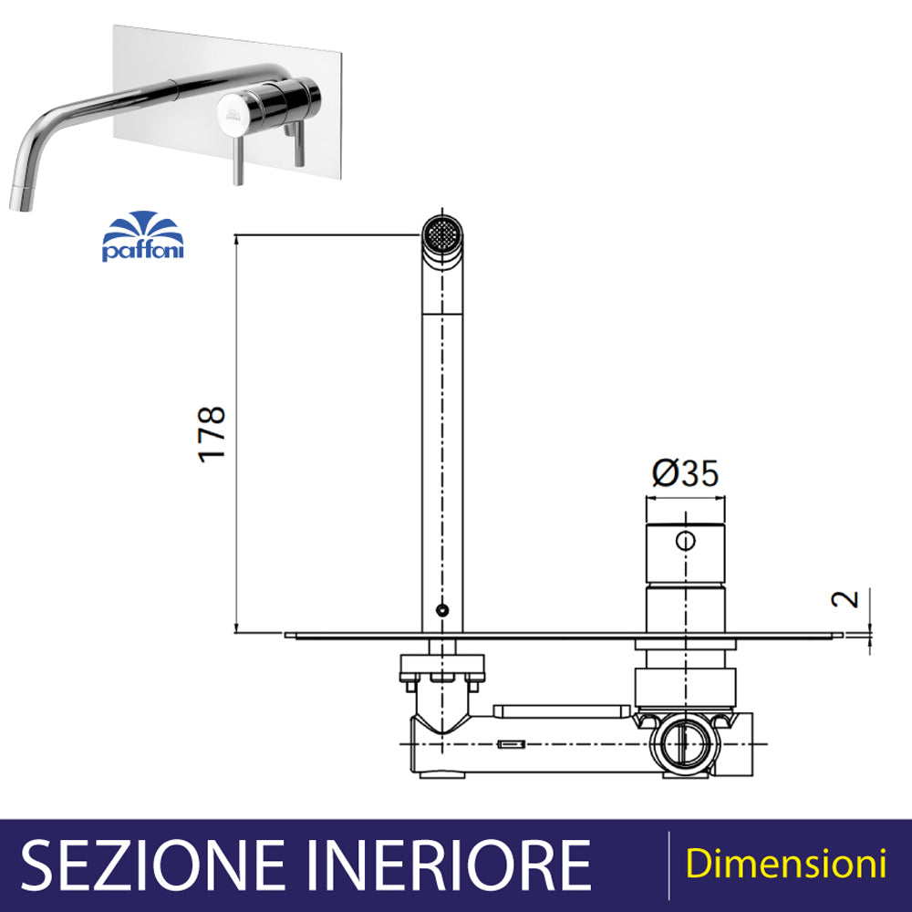 Bocca a muro Stick miscelatore lavabo ad incasso — Paffoni