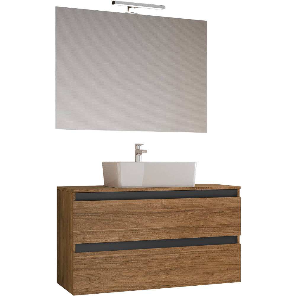 Mobile da bagno CUBE1 base 100 cm Noce/ grafite opaco — Savini Industria Arredo Bagno