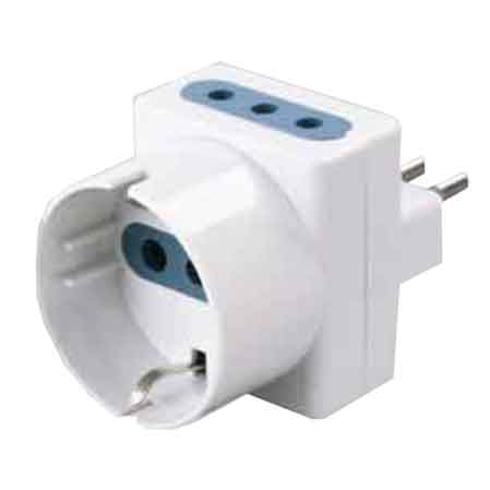 Adattatore triplo schuko bivalente 10A Cardinale 2P+T- 1 presa schuko + 2 prese 10A 2P+T - HD casa