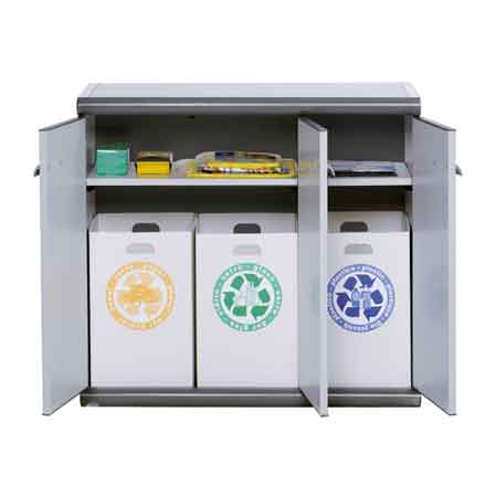Armadio basso per raccolta differenziata 3 ante Scik 93,6x39x86h cm — Garofalo - HD casa