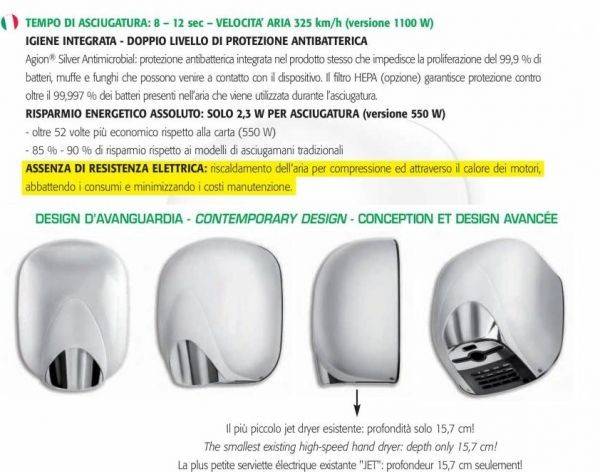 Asciugamani elettrico ECOstream abs 1100 hot colore bianco - HD casa