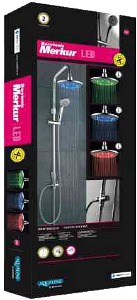 Asta Doccia Mix MERKUR LED in acciaio cromato e ABS anticalcare - HD casa