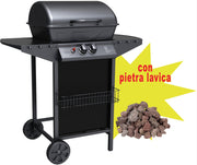 Barbecue a gas due fuochi Matera Cardinale con 2,5 kg di pietra lavica - HD casa