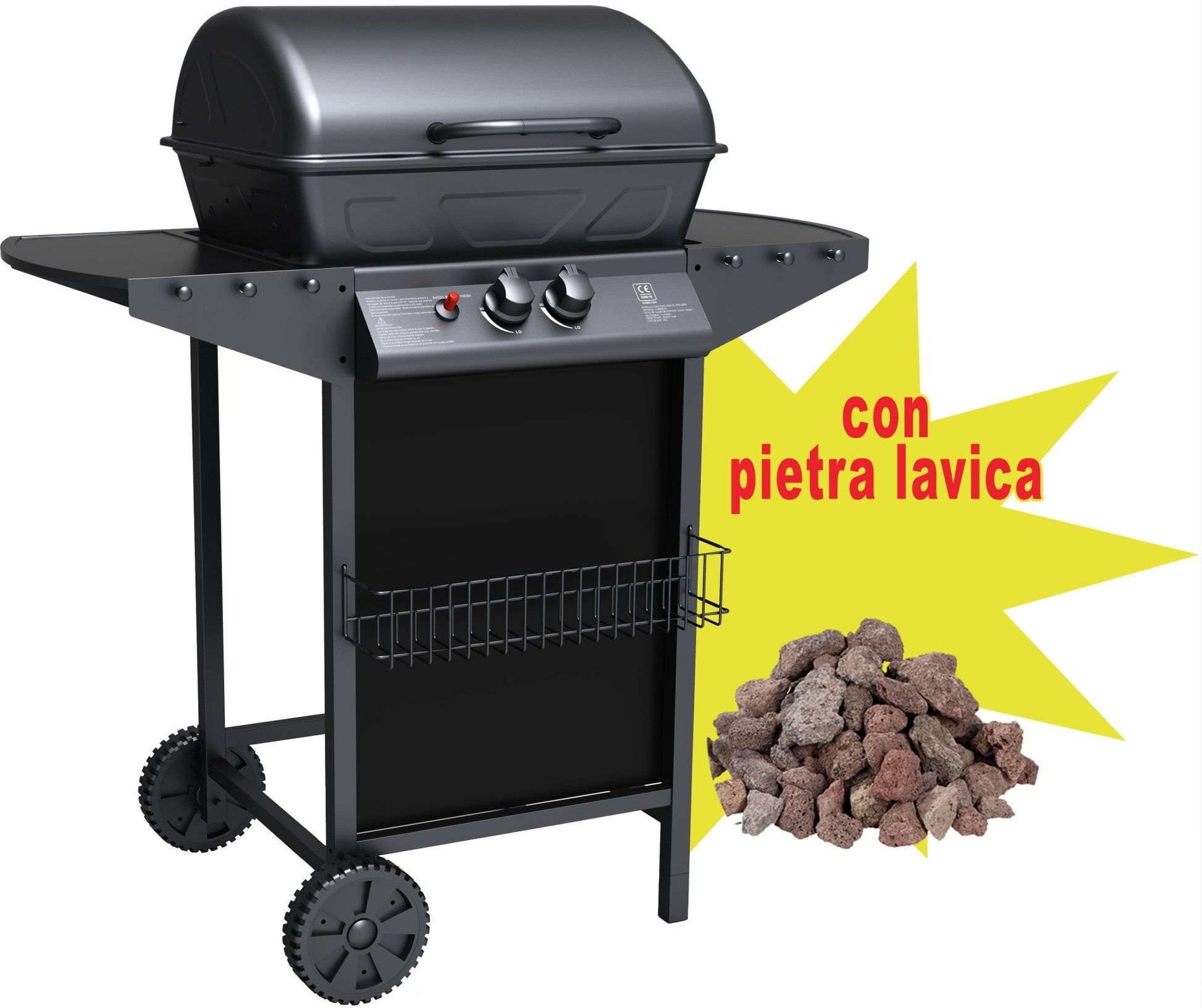 Barbecue a gas due fuochi Matera Cardinale con 2,5 kg di pietra lavica - HD casa