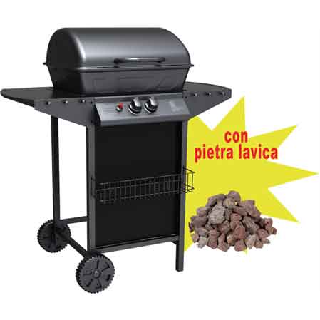 Barbecue a gas due fuochi Matera Cardinale con 2,5 kg di pietra lavica - HD casa