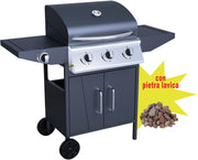 Barbecue a gas tre fuochi C/FORNELLONE Carrara Cardinale con 3 kg di pietra lavica - HD casa