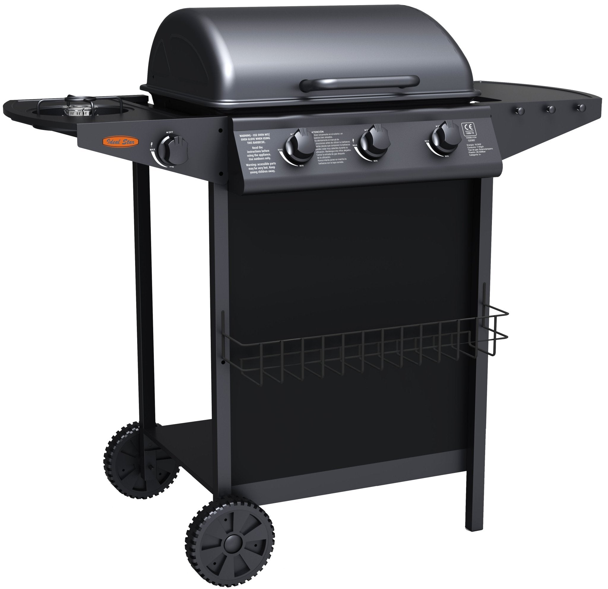 Barbecue a gas tre fuochi con fornellone Cardinale 104x55,4x97,7h cm - HD casa