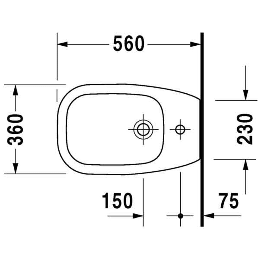 Bidet filo parete D-code monoforo 36x56 — Duravit - HD casa