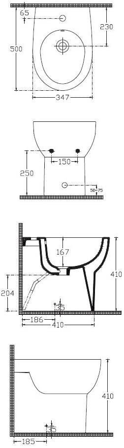 Bidet Filomuro Modello Abe in Ceramica Bianca Lucida - HD casa