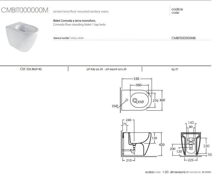 Bidet Monoforo Modello Comoda Colore Bianco - HD casa