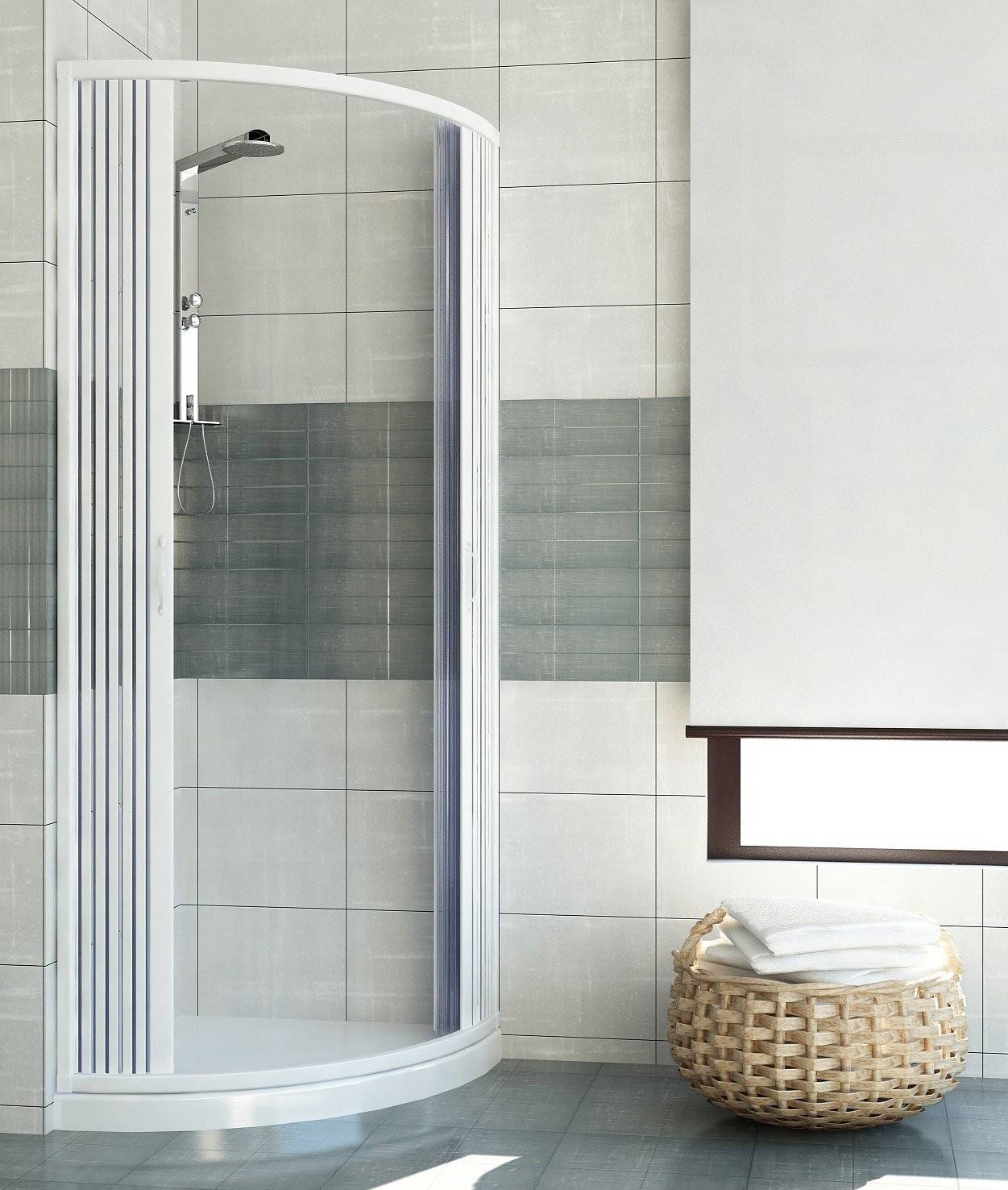 Box Douche Giove 90x90cm En PVC, Ouverture Latérale Semi-circulaire - Neuf